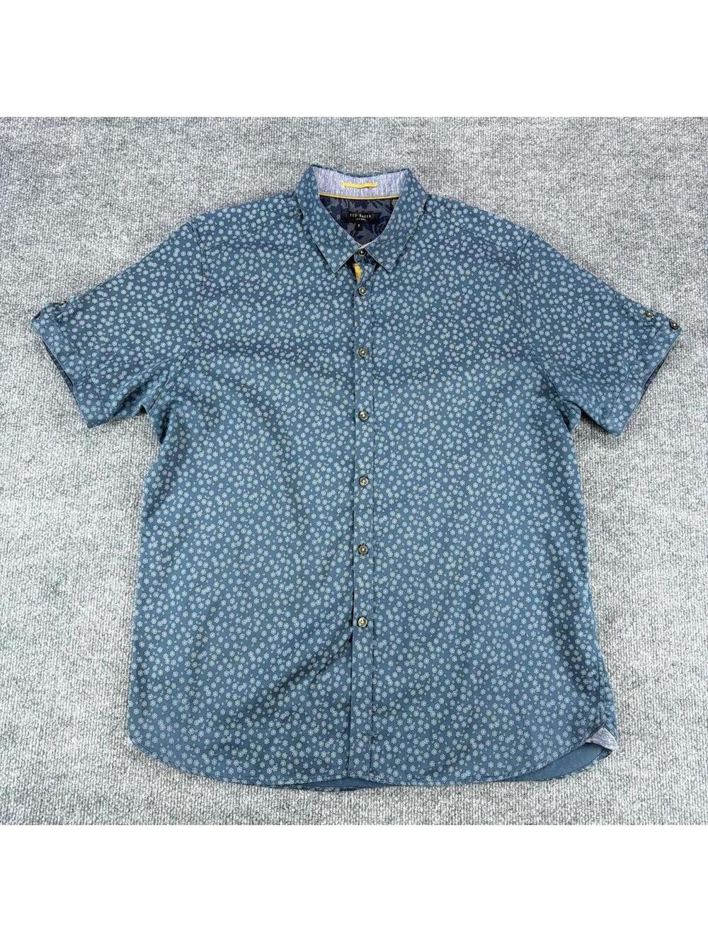 Ted Baker London Blue Floral Pattern Short Sleeve Shirt 6 - Spring, Summer, SSBU